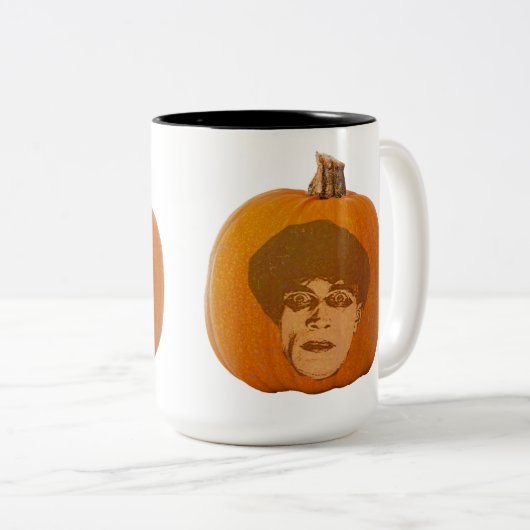 Jack o' Lantern Caligari Face, Halloween Pumpkin Zweifarbige Tasse (VorderseiteRechts)
