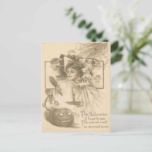 Jack O' Lantern Candle Spider Web Postkarte (Stehend Vorderseite)