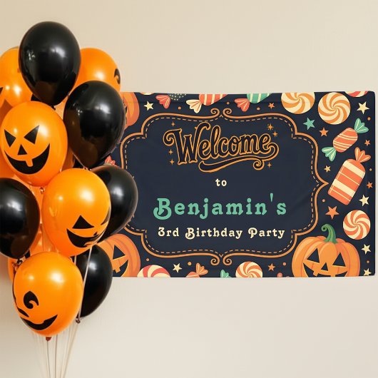Jack-O'-Lantern & Candy Halloween Geburtstagsparty Banner