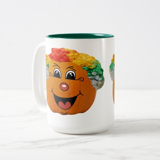 Jack o' Lantern Clowace, Halloween Pumpkin Zweifarbige Tasse (Vorderseite Links)