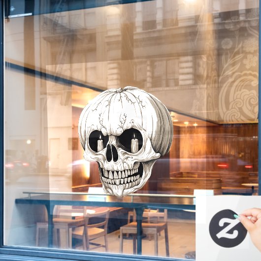Jack O Lantern Cranium Halloween Gothic Fensteraufkleber (Café-Fenster)