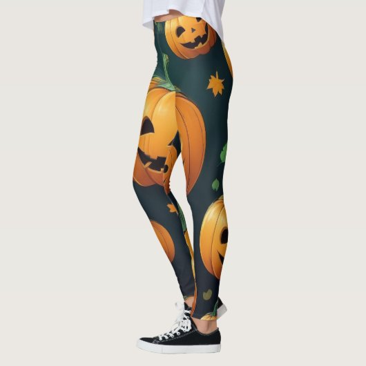 Jack-O-Lantern Delight - Kürbismuster Leggings (Links)