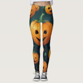 Jack-O-Lantern Delight - Kürbismuster Leggings (Vorderseite)