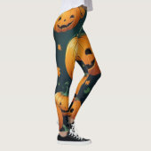 Jack-O-Lantern Delight - Kürbismuster Leggings (Rechts)