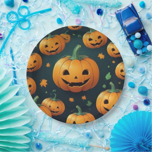 Jack-O-Lantern Delight - Kürbismuster Pappteller (Party)