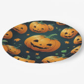 Jack-O-Lantern Delight - Kürbismuster Pappteller (Schrägansicht)
