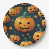 Jack-O-Lantern Delight - Kürbismuster Pappteller (Vorderseite)