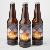 Jack-o-Lantern des kopflosen Pferdes Kopf an Flamm Bierflaschenetikett (Flaschen)