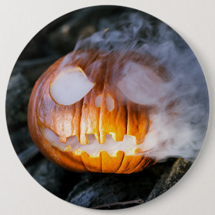 Jack-o-Lantern des kopflosen Pferdes Kopf an Flamm Button