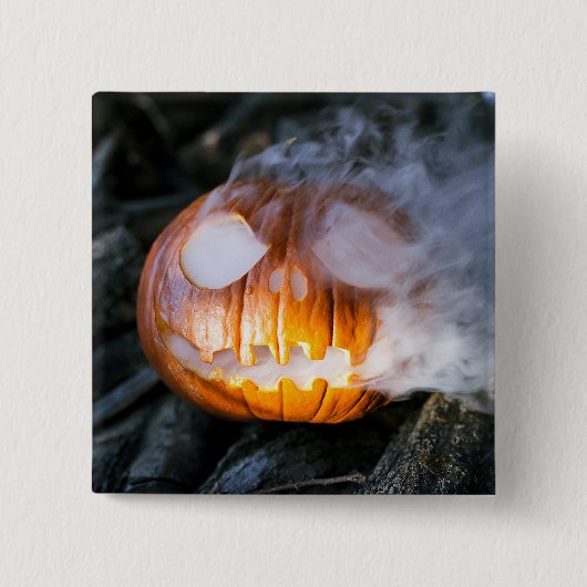 Jack-o-Lantern des kopflosen Pferdes Kopf an Flamm Button (Vorderseite)