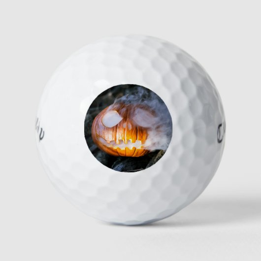 Jack-o-Lantern des kopflosen Pferdes Kopf an Flamm Golfball (Vorderseite)