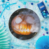 Jack-o-Lantern des kopflosen Pferdes Kopf an Flamm Pappteller (Party)