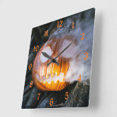 Jack-o-Lantern des kopflosen Pferdes Kopf an Flamm Quadratische Wanduhr (Winkel)