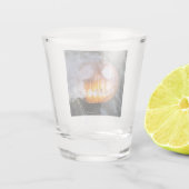 Jack-o-Lantern des kopflosen Pferdes Kopf an Flamm Schnapsglas (Rückseite)