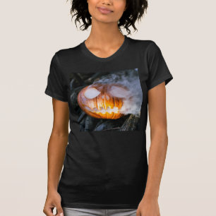 Jack-o-Lantern des kopflosen Pferdes Kopf an Flamm T-Shirt