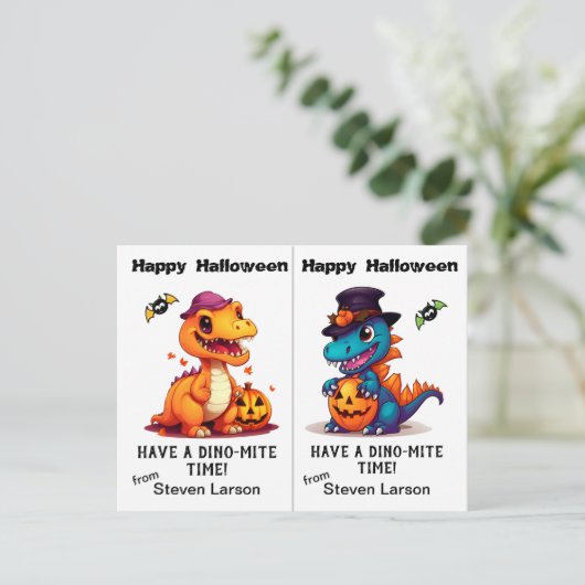 Jack o' Lantern Dinosaurs School Party Halloween Postkarte (Stehend Vorderseite)