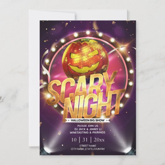 Jack-O-Lantern Disco Ball Erwachsene Halloween-Par Einladung (Vorderseite)