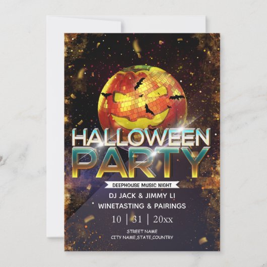 Jack-O-Lantern Disco Ball Erwachsene Halloween-Par Einladung (Vorderseite)