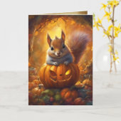 Jack-O-Lantern-Eichhörnchen, glückliches Halloween Karte (Gelbe Blume)