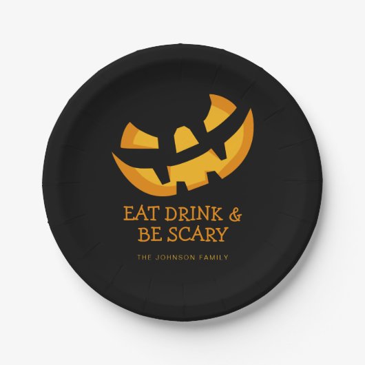 Jack-O-Lantern essen Drink und Beängstigend sein Pappteller (Vorderseite)