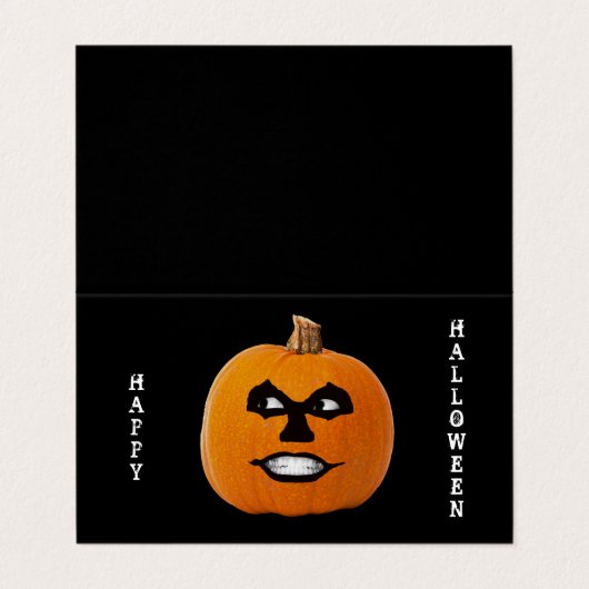 Jack o' Lantern Evil Face Klassenzimmer Austauschk Visitenkarten (Außenseite Aufgefaltet)