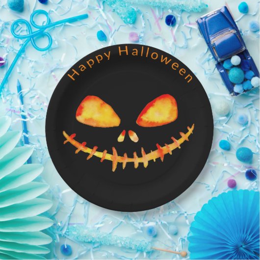 Jack O' Lantern Face Halloween Pappteller (Party)