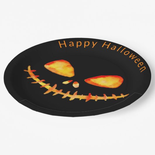 Jack O' Lantern Face Halloween Pappteller (Schrägansicht)