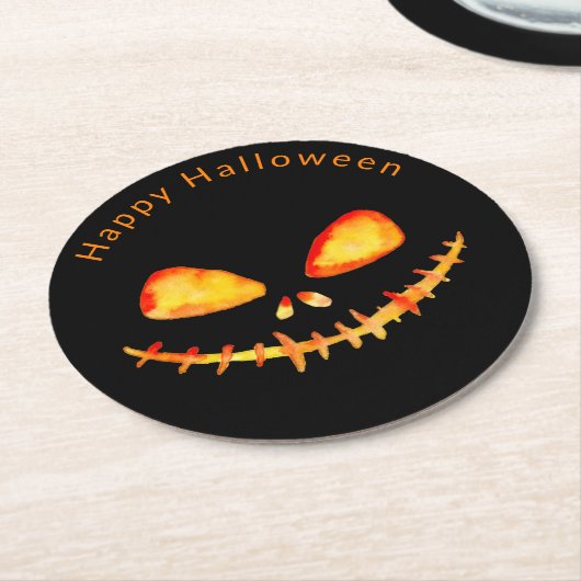 Jack O' Lantern Face Halloween Runder Pappuntersetzer (Angewinkelt)