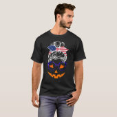 Jack O Lantern Face Pumpkin Halloween Messy Bun T-Shirt (Vorne ganz)