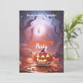 Jack-O' Lantern Forest Halloween-Party Einladung (Stehend Vorderseite)