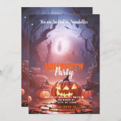 Jack-O' Lantern Forest Halloween-Party Einladung (Vorne/Hinten)