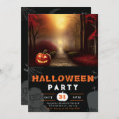 Jack-O' Lantern Forest Path Shadow Black Halloween Einladung (Vorne/Hinten)