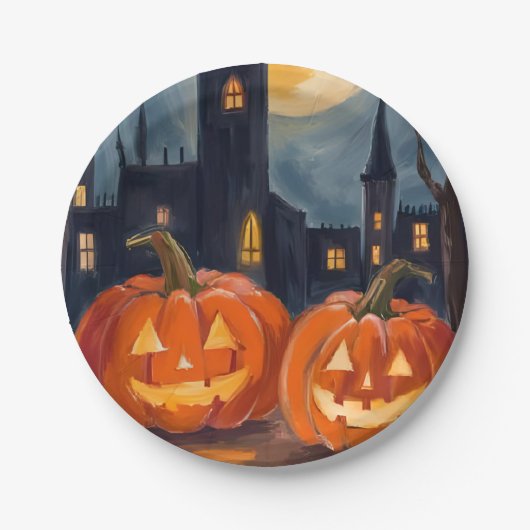 Jack-O-Lantern-Fright | Halloween Spooky Painted Pappteller (Vorderseite)