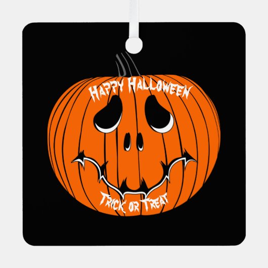 Jack O' Lantern Frohe Halloween Trick oder Treat Ornament Aus Metall (Vorderseite)
