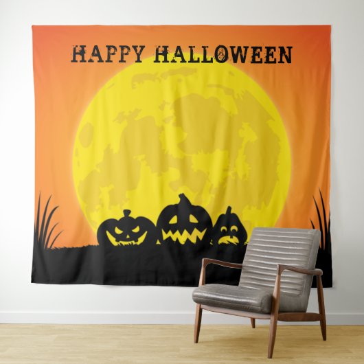 Jack o' Lantern Full Moon Halloween Wandteppich (Beispiel (Horizontal))