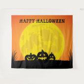 Jack o' Lantern Full Moon Halloween Wandteppich (Vorderseite (Horizontal))