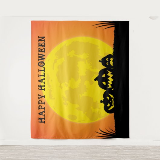 Jack o' Lantern Full Moon Halloween Wandteppich (Vorderseite)