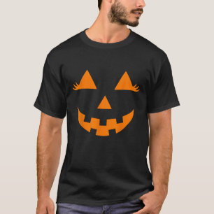 Jack O Lantern Gesicht Kürbis Wimpern Halloween Ko T-Shirt