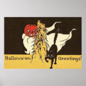 Jack O' Lantern Ghost Black Cat Cornstalk Poster (Vorne)
