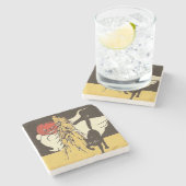 Jack O' Lantern Ghost Black Cat Cornstalk Steinuntersetzer (Seitenansicht)