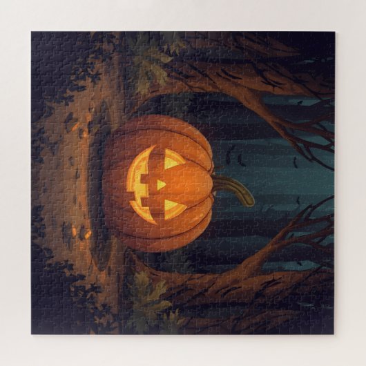 Jack O' Lantern glühen im Wald Puzzle (Horizontal)