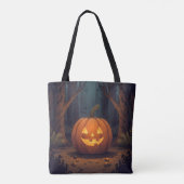 Jack O' Lantern glühen im Wald Tasche (Rückseite)