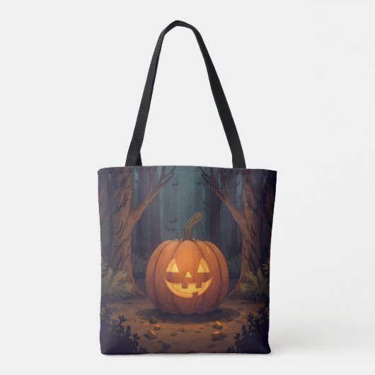 Jack O' Lantern glühen im Wald Tasche (Rückseite)