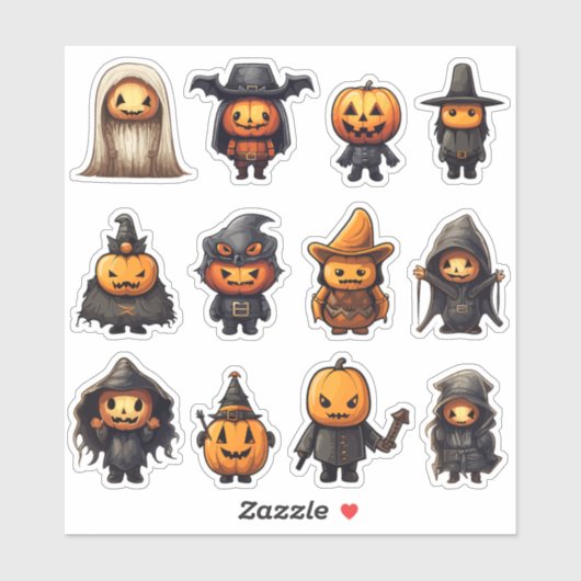 Jack-O-Lantern-Goblins Halloween-Sticker Aufkleber (Blatt)