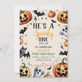 Jack-O-Lantern Halloween Birthday Invitation Custu Einladung (Vorderseite)