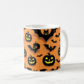 Jack-O'-Lantern & Halloween-Fledermäuse Kaffeetasse (VorderseiteRechts)