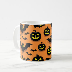 Jack-O'-Lantern & Halloween-Fledermäuse Kaffeetasse