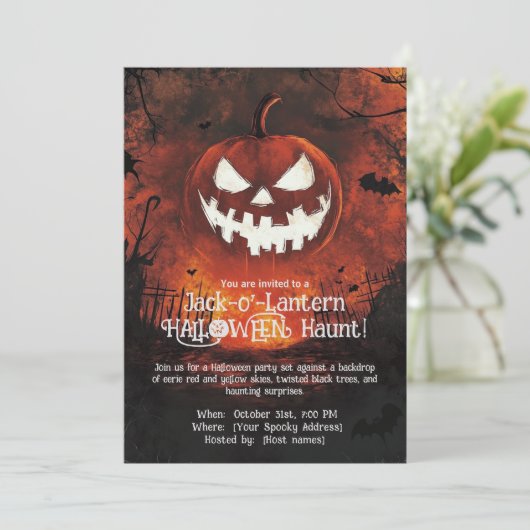 Jack-o'-Lantern HALLOWEEN Hunt! Einladung (Stehend Vorderseite)