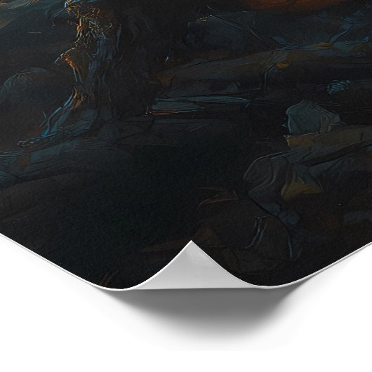 Jack-O'-Lantern Halloween mit leuchtendem Kürbis Poster (Ecke)