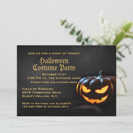 Jack-O-Lantern Halloween-Party Einladung (Stehend Vorderseite)
